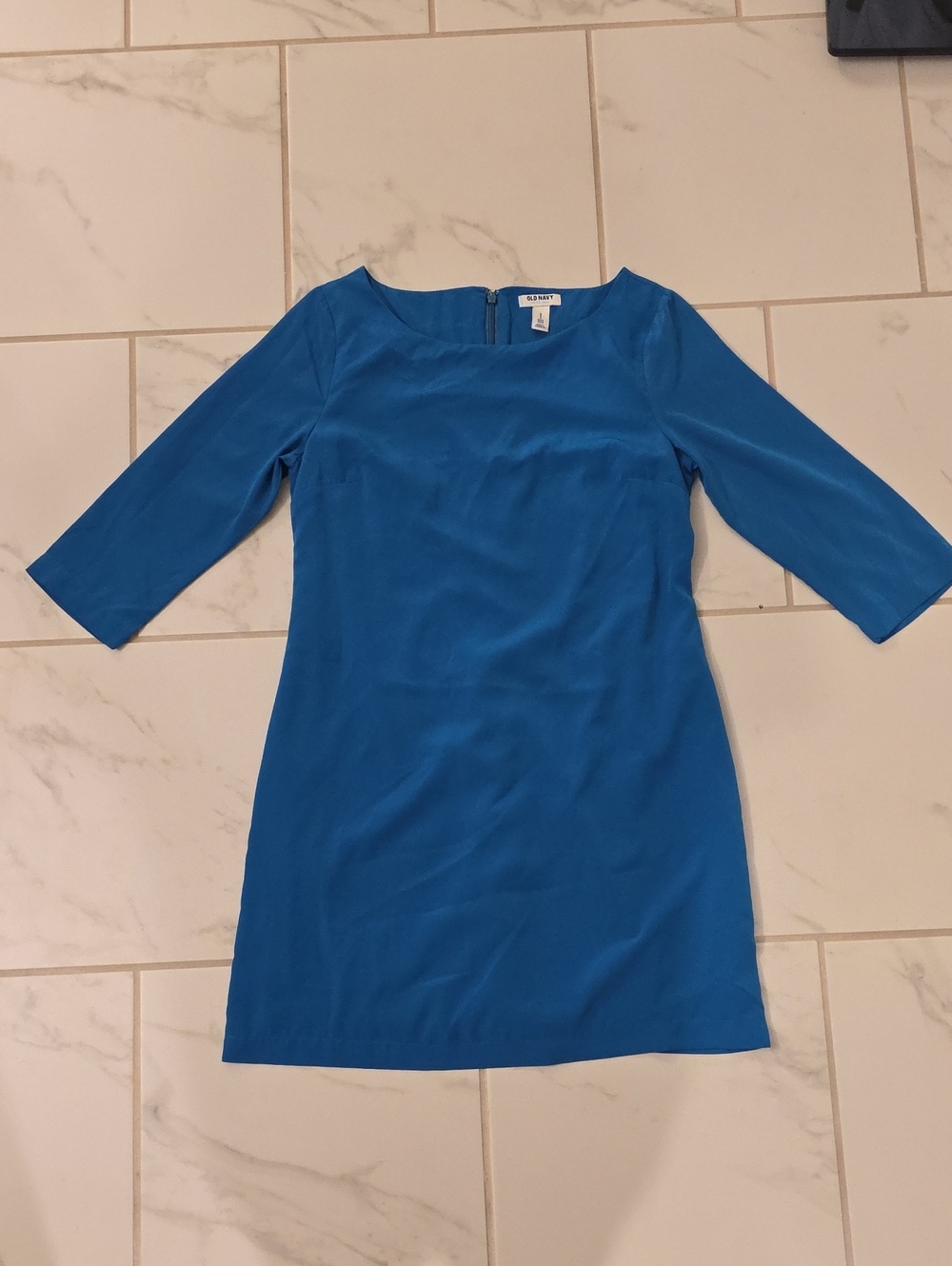 Old Navy Electric Blue Midi Sheath Dress with Three-Quarter Sleeves